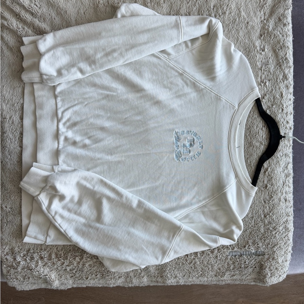 White Beverly Hills Logo Crewneck Sweatshirt